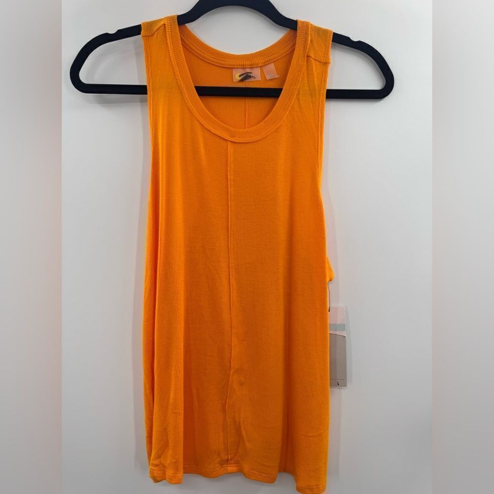 Zella Orange Ribbed Tank NWT size XS